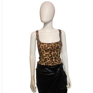 MIAOU | Leopard Print Corset Tank Top in Size XS
